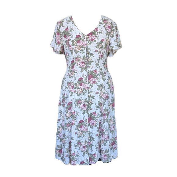 Cream Floral Vintage Dress - Picture 1 of 8